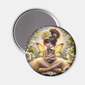 Een fee en haar Leeuw Cub - Gele Magneet (Voorkant / Achterkant)