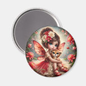 Een fee en haar Leeuw Cub - Rode Magneet (Voorkant / Achterkant)