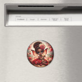 Een fee en haar leeuw welp rode magneet (Insitu (Vaatwasser))