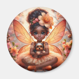 Een fee en haar puppy - Oranje magneet