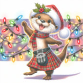 Een feestelijke Schotse kerstotter Sticker (Voorkant)
