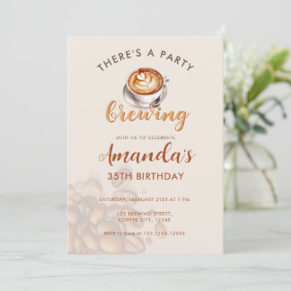 Een feestje is aan het brouwen van koffie Verjaard Kaart