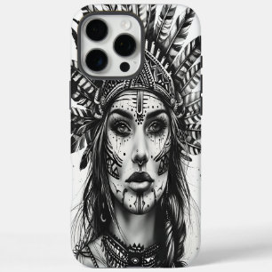Een felle Indiase meisje krijger versierd met vere iPhone 16 Pro Max Hoesje