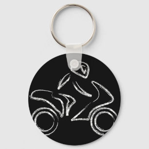 Een fietser op een motorfiets sleutelhanger