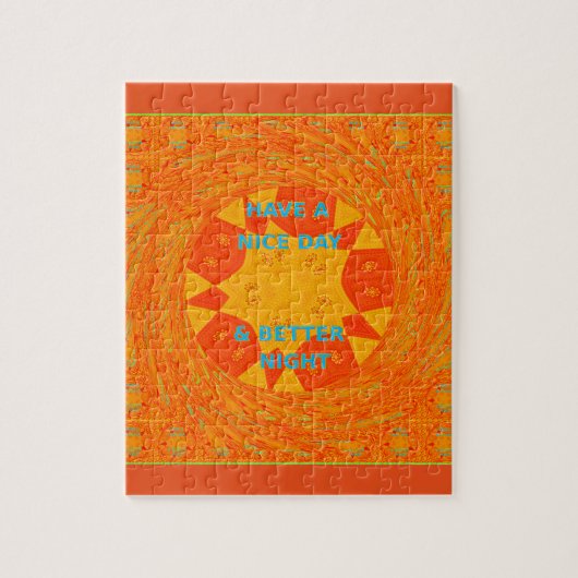 Een fijne dag en een beter nachtrood ontwerp legpuzzel (Verticaal)