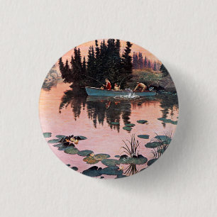Een fijne vangst door John Clymer Ronde Button 3,2 Cm