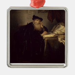 Een filosoof, 1635 (olie op het paneel) metalen ornament