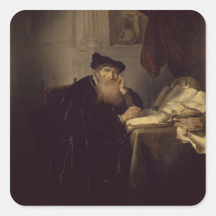 Een filosoof, 1635 (olie op het paneel) vierkante sticker