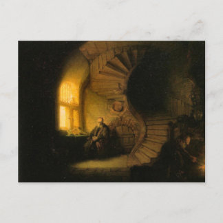 Een filosoof in meditatie door Rembrandt ansichtka Briefkaart