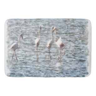 Een flamboyant stukje flamingo's badmat