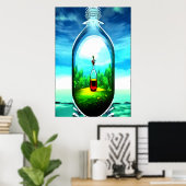 Een fles in een fles | AI Art Poster (Thuiskantoor)