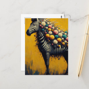 Een florale Zebra Briefkaart