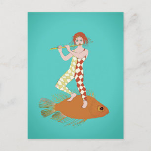 Een fluit speler briefkaart