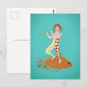 Een fluit speler briefkaart (Voorkant / Achterkant)