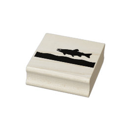 Een forel in een stroom 	rubberstempel