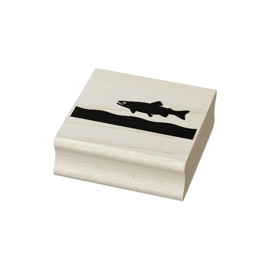 Een forel in een stroom 	rubberstempel (Stempel)