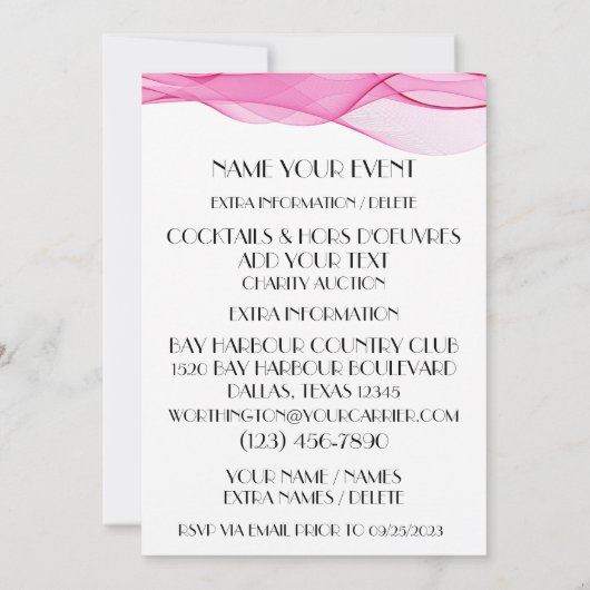 Een formele roze uitnodiging tot het Stropdas (Achterkant)