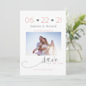 Eén foto minimaliseert Blush Save the Date (Staand voorkant)