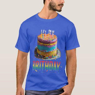Een foto ontwerp Brithday cake kleuren ontwerp man T-shirt