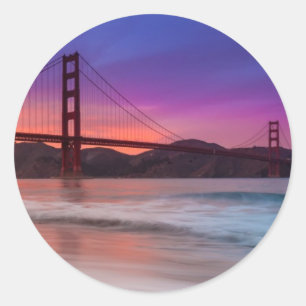 Een foto van de Golden Gate Bridge van San Francis Ronde Sticker