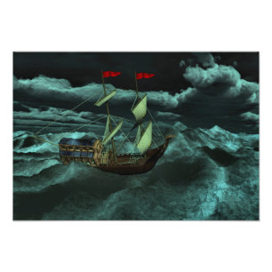 Een foto van een Zee in een vrije ruimte en een wi Afdruk