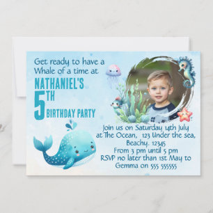 Een Foto Walvis 5e Verjaardagsfeest Uitnodiging