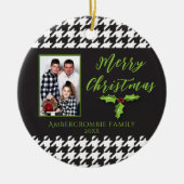 Een foto Zwart-wit Houndstooth Keramisch Ornament (Voorkant)