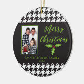 Een foto Zwart-wit Houndstooth Keramisch Ornament (Links)