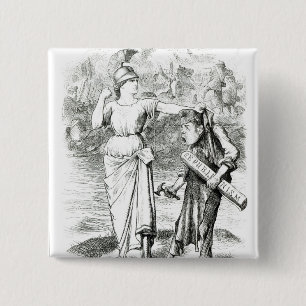 Een Franse les", cartoon uit 'Punch' Vierkante Button 5,1 Cm
