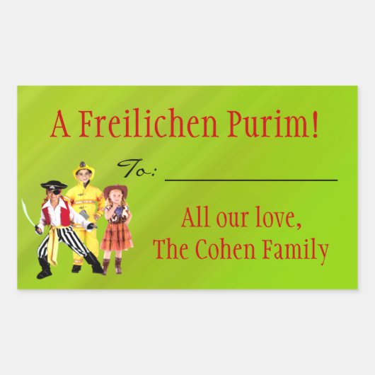 Een Freilichen Purim label (Voorkant)