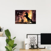 Een Friesian Stallion Hord Poster (Thuiskantoor)