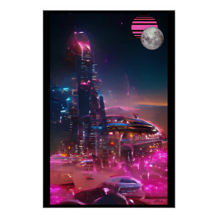 Een futurisme van door stoom gewaaide ruïnes perfect poster