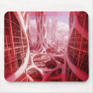 Een futuristische fractal stad muismat