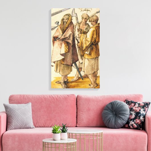 Een Gallòglach en twee kernen - Albrecht Dürer Canvas Afdruk (Insitu (Woonkamer))