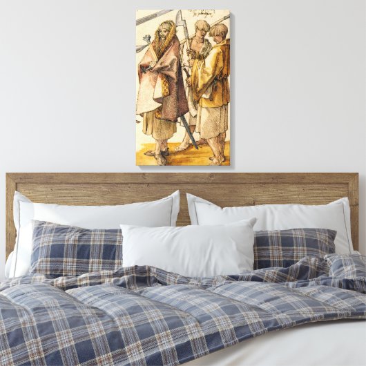 Een Gallòglach en twee kernen - Albrecht Dürer Canvas Afdruk (Insitu (Slaapkamer))