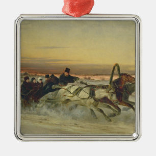 Een Galloping Winter Troika in Dawn Metalen Ornament