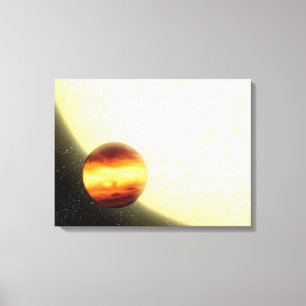 Een gasreusachtige planeet die heel dichtbij rondd canvas afdruk