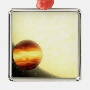 Een gasreusachtige planeet die heel dichtbij rondd metalen ornament