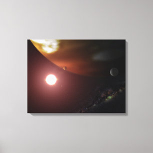 Een gasreuzenplaneet rond een rode dwergster canvas afdruk