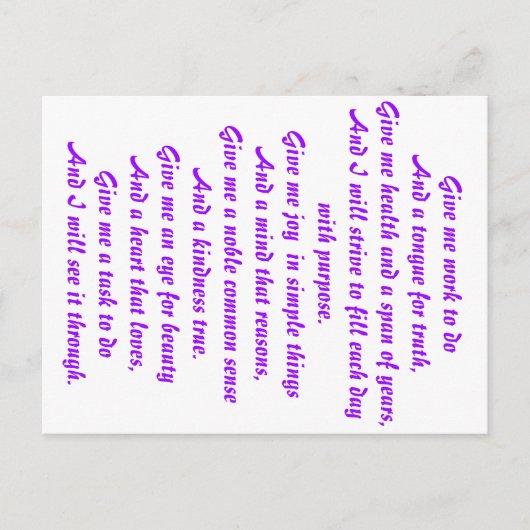 Een gebed vol hoop briefkaart (Voorkant)