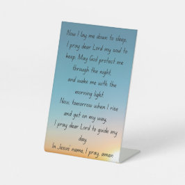 Een gebed voor het slapengaan. reclamebord met voetstuk