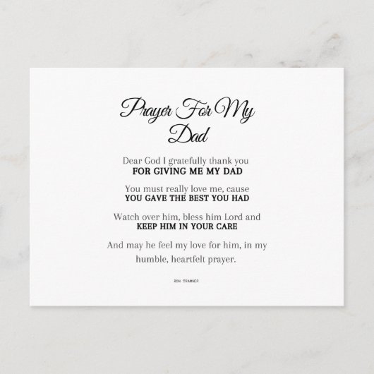 Een gebed voor mijn vader briefkaart (Voorkant)