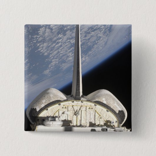 Een gedeeltelijk uitzicht van Space Shuttle Endeav Vierkante Button 5,1 Cm (Voorkant)
