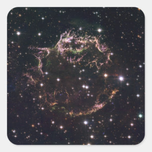 Een gedetailleerd uitzicht op de stoffelijke reste vierkante sticker