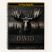 Een gedetailleerde houten snijwerk van een eland i notitieboek (Voorkant)