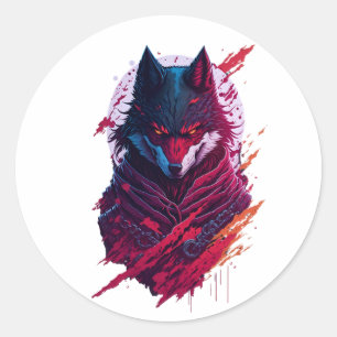 Een gedetailleerde illustratie van het kwaad ninja ronde sticker