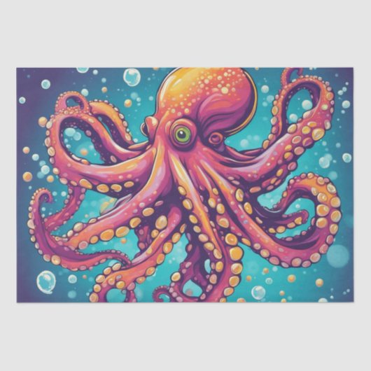 Een gedurfde Pop Art Octopus Decoupage Design Tissuepapier (Voorkant)