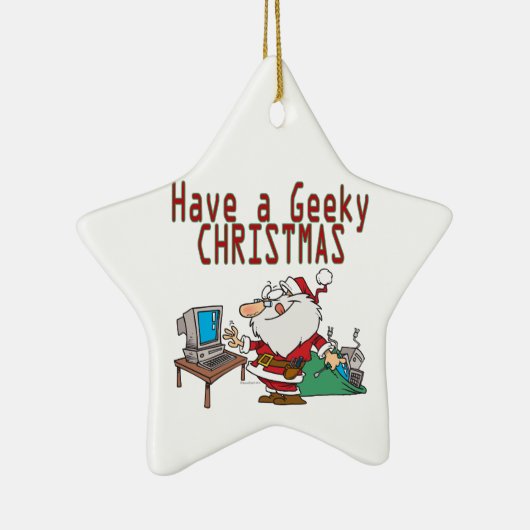 een geeky kerst santa computer tech keramisch ornament (Rechts)