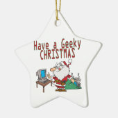 een geeky kerst santa computer tech keramisch ornament (Links)