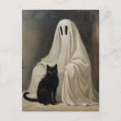 Een geest en een zwarte kat briefkaart (Voorkant)